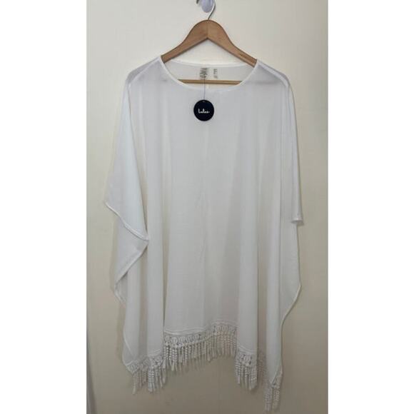 Women's Lulus Kimono White Sheer One Size NWT Fridge Bottom Swim Cover up - Picture 1 of 5